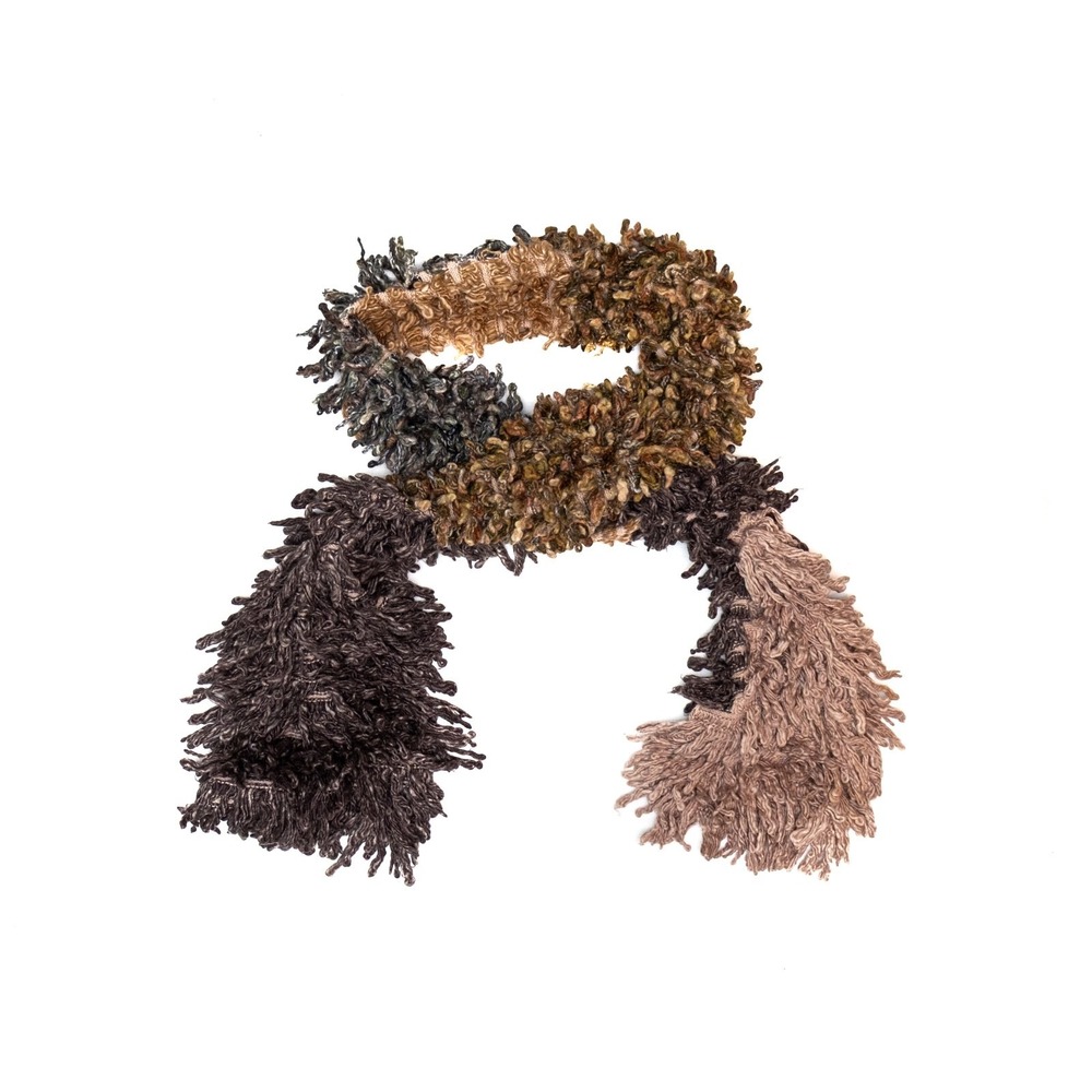 Missoni Textured Knit Fringe Scarf –‎ Multicolor Earth Tones